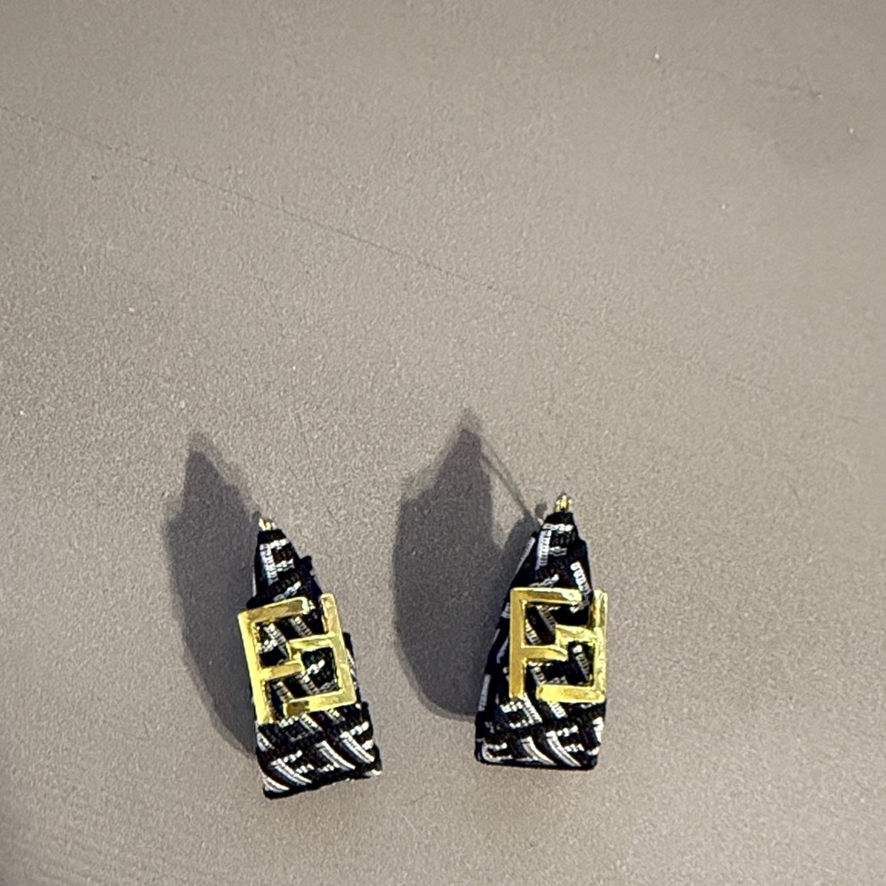 Black and White Earrings with Gold Accent